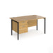 Maestro 25 H frame straight desk with 2 drawer pedestal Desking Dams Oak Black 1400mm x 800mm