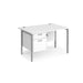 Maestro 25 H frame straight desk with 2 drawer pedestal Desking Dams White Silver 1200mm x 800mm