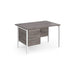 Maestro 25 H Frame straight desk with 3 drawer pedestal Desking Dams Grey Oak White 1200mm x 800mm