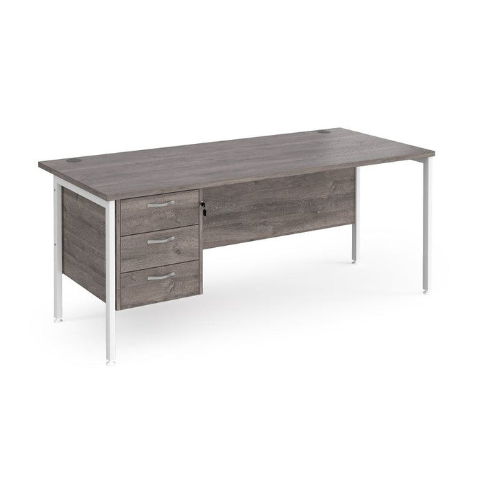 Maestro 25 H Frame straight desk with 3 drawer pedestal Desking Dams Grey Oak White 1800mm x 800mm