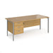 Maestro 25 H Frame straight desk with 3 drawer pedestal Desking Dams Oak Silver 1800mm x 800mm