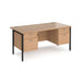 Maestro 25 H Frame straight desk with two x 2 drawer pedestals Desking Dams Beech Black 1600mm x 800mm