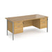 Maestro 25 H Frame straight desk with two x 2 drawer pedestals Desking Dams Oak Silver 1800mm x 800mm