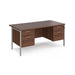 Maestro 25 H Frame straight desk with two x 2 drawer pedestals Desking Dams Walnut Silver 1600mm x 800mm