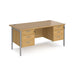 Maestro 25 H Frame straight desk with two x 3 drawer pedestals Desking Dams Oak Silver 1600mm x 800mm