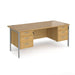 Maestro 25 H Frame straight desk with two x 3 drawer pedestals Desking Dams Oak Silver 1800mm x 800mm