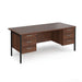 Maestro 25 H Frame straight desk with two x 3 drawer pedestals Desking Dams Walnut Black 1800mm x 800mm