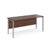 Maestro 25 H Frame straight Narrow office desk Desking Dams Walnut Silver 1600mm x 600mm