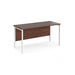 Maestro 25 H Frame straight Narrow office desk Desking Dams Walnut White 1400mm x 600mm