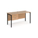 Maestro 25 H Frame straight narrow office desk with 2 drawer pedestal Desking Dams Beech Black 1400mm x 600mm