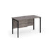 Maestro 25 H Frame straight narrow office desk with 2 drawer pedestal Desking Dams Grey Oak Black 1200mm x 600mm