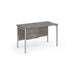 Maestro 25 H Frame straight narrow office desk with 2 drawer pedestal Desking Dams Grey Oak Silver 1200mm x 600mm