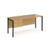 Maestro 25 H Frame straight narrow office desk with 2 drawer pedestal Desking Dams Oak Black 1600mm x 600mm