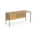 Maestro 25 H Frame straight narrow office desk with 2 drawer pedestal Desking Dams Oak Silver 1600mm x 600mm