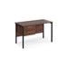 Maestro 25 H Frame straight narrow office desk with 2 drawer pedestal Desking Dams Walnut Black 1200mm x 600mm