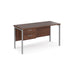 Maestro 25 H Frame straight narrow office desk with 2 drawer pedestal Desking Dams Walnut Silver 1400mm x 600mm