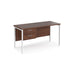 Maestro 25 H Frame straight narrow office desk with 2 drawer pedestal Desking Dams Walnut White 1400mm x 600mm