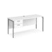 Maestro 25 H Frame straight narrow office desk with 2 drawer pedestal Desking Dams White Silver 1600mm x 600mm