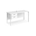 Maestro 25 H Frame straight narrow office desk with 2 drawer pedestal Desking Dams White White 1400mm x 600mm