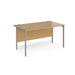 Maestro 25 H Frame straight office desk Desking Dams Oak Silver 1400mm x 800mm