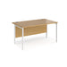 Maestro 25 H Frame straight office desk Desking Dams Oak White 1400mm x 800mm