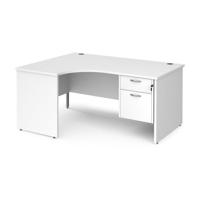 Maestro 25 Panel Leg left hand ergonomic corner desk with 2 drawer pedestal Desking Dams White 1600mm x 1200mm 