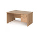 Maestro 25 Panel Leg left hand wave desk with 2 drawer pedestal Desking Dams Beech 1400mm x 800-990mm 