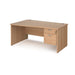 Maestro 25 Panel Leg left hand wave desk with 2 drawer pedestal Desking Dams Beech 1600mm x 800-990mm 