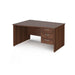 Maestro 25 Panel Leg left hand wave desk with 3 drawer pedestal Desking Dams Walnut 1400mm x 800-990mm 