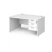 Maestro 25 Panel Leg left hand wave desk with 3 drawer pedestal Desking Dams White 1400mm x 800-990mm 