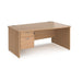 Maestro 25 Panel Leg right hand wave desk with 2 drawer pedestal Desking Dams Beech 1600mm x 800-990mm 