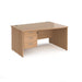 Maestro 25 Panel Leg right hand wave desk with 3 drawer pedestal Desking Dams Beech 1400mm x 800-990mm 