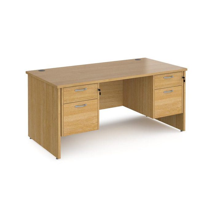 Maestro 25 Panel Leg straight desk with two x 2 drawer pedestals Desking Dams Oak 1600mm x 800mm 