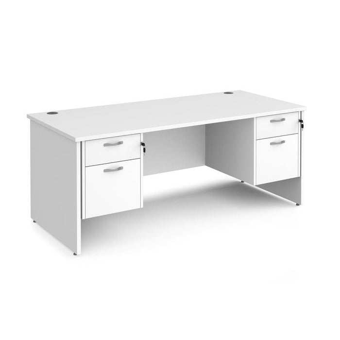 Maestro 25 Panel Leg straight desk with two x 2 drawer pedestals Desking Dams White 1800mm x 800mm 