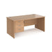 Maestro 25 Panel Leg straight office desk with 3 drawer pedestal Desking Dams Beech 1600mm x 800mm 