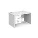 Maestro 25 Panel Leg straight office desk with 3 drawer pedestal Desking Dams White 1200mm x 800mm 