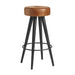 Malibu Stool - Black Metal Frame - Bruciato Tan Leather Seating zaptrading 