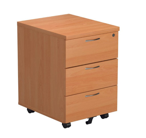 Office Hippo Heavy Duty 3 Drawer Beech Mobile Pedestal TC Group 