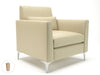 Roselle 90cm Wide Armchair in Cristina Marrone Ultima Faux Leather Armchairs Dynamic Office Solutions Chalk Light Wood 