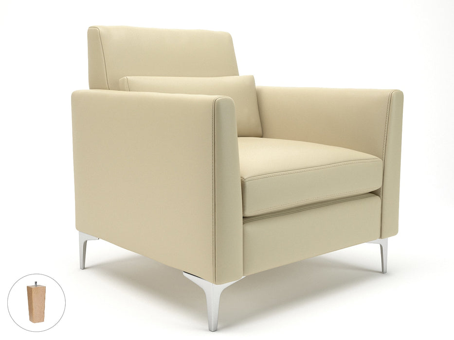 Roselle 90cm Wide Armchair in Cristina Marrone Ultima Faux Leather Armchairs Dynamic Office Solutions Chalk Light Wood 