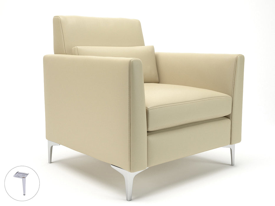 Roselle 90cm Wide Armchair in Cristina Marrone Ultima Faux Leather Armchairs Dynamic Office Solutions Chalk Pole Chrome 