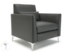 Roselle 90cm Wide Armchair in Cristina Marrone Ultima Faux Leather Armchairs Dynamic Office Solutions Flint Pole Chrome 