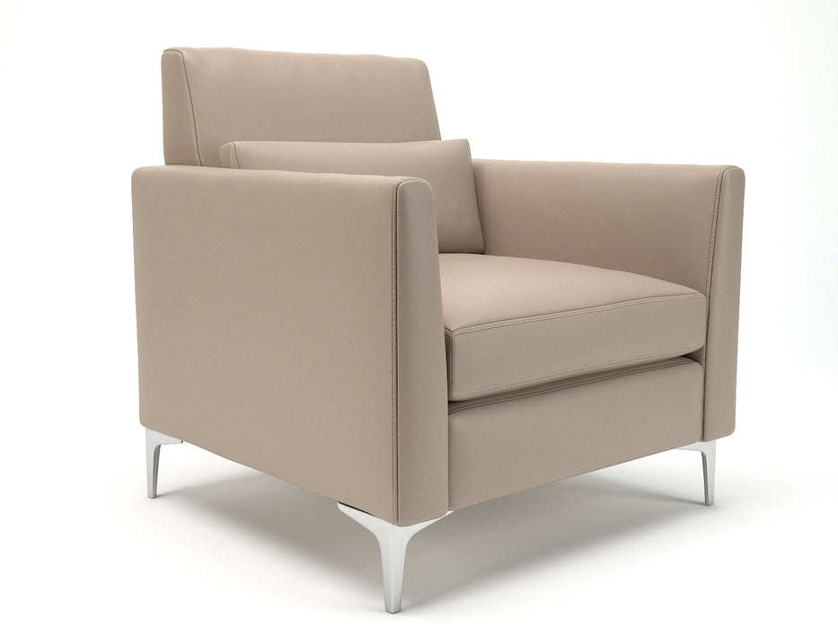 Roselle 90cm Wide Armchair in Cristina Marrone Ultima Faux Leather Armchairs Dynamic Office Solutions Taupe Chrome 