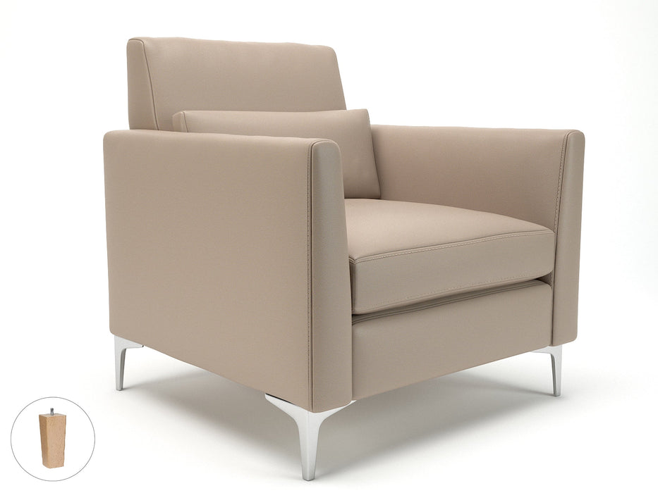 Roselle 90cm Wide Armchair in Cristina Marrone Ultima Faux Leather Armchairs Dynamic Office Solutions Taupe Light Wood 