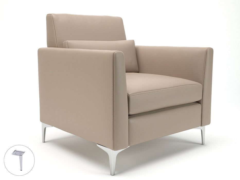 Roselle 90cm Wide Armchair in Cristina Marrone Ultima Faux Leather Armchairs Dynamic Office Solutions Taupe Pole Chrome 