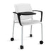 Santana 4 leg mobile chair with plastic seat and perforated back, with arms and writing tablet Seating Families Dams White Grey 