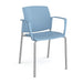 Santana 4 leg stacking chair with plastic seat and back and fixed arms Seating Families Dams Blue Chrome 