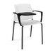 Santana 4 leg stacking chair with plastic seat and perforated back, with arms and writing tablet Seating Families Dams White Black 