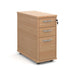 Tall slimline mobile 3 drawer pedestal with silver handles 600mm deep Wooden Storage Dams Beech 