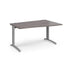 TR10 right hand wave office desk Desking Dams Grey Oak Silver 1400mm x 990mm